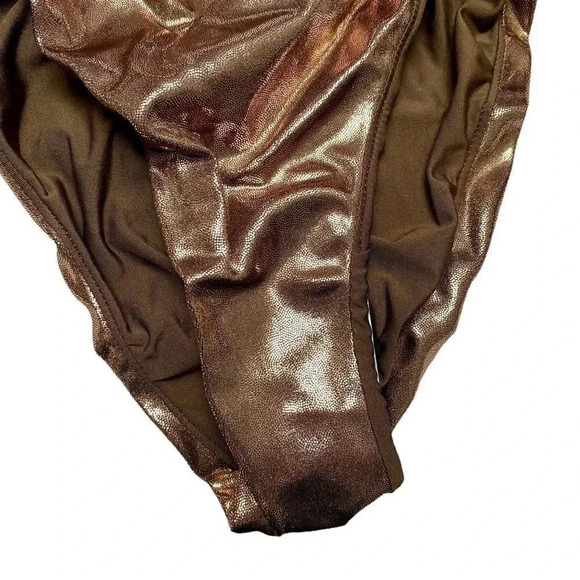 NWT Good American Foil Ruched Bikini Bottom Mocha Foil002 Size 5 2XL Swimwear - Picture 8 of 13